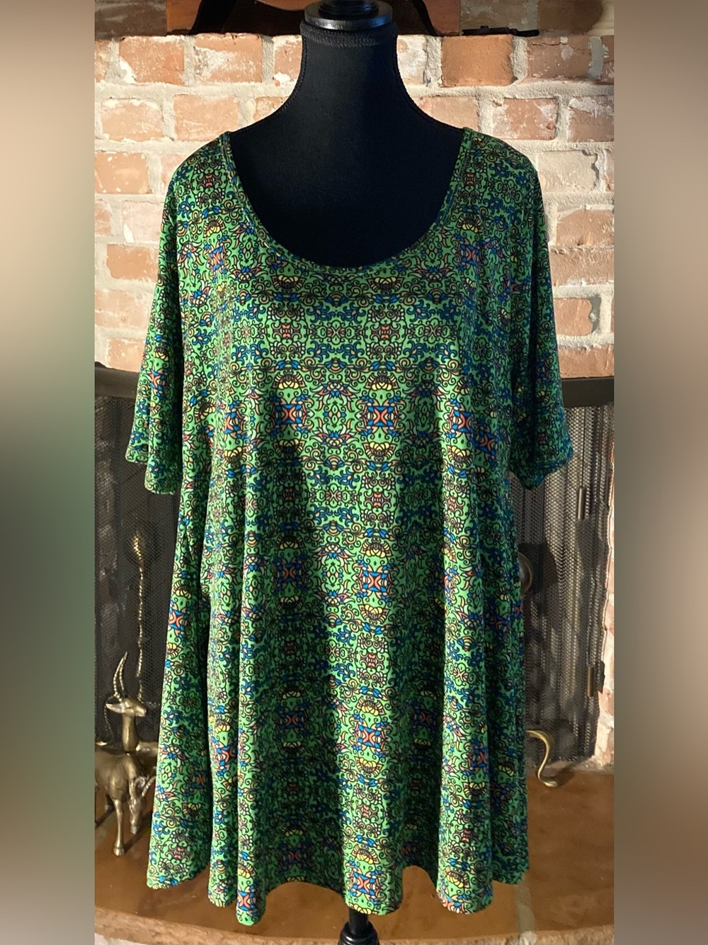 LuLaRoe Green Blue Orange Allover Scoop Neck Tunic